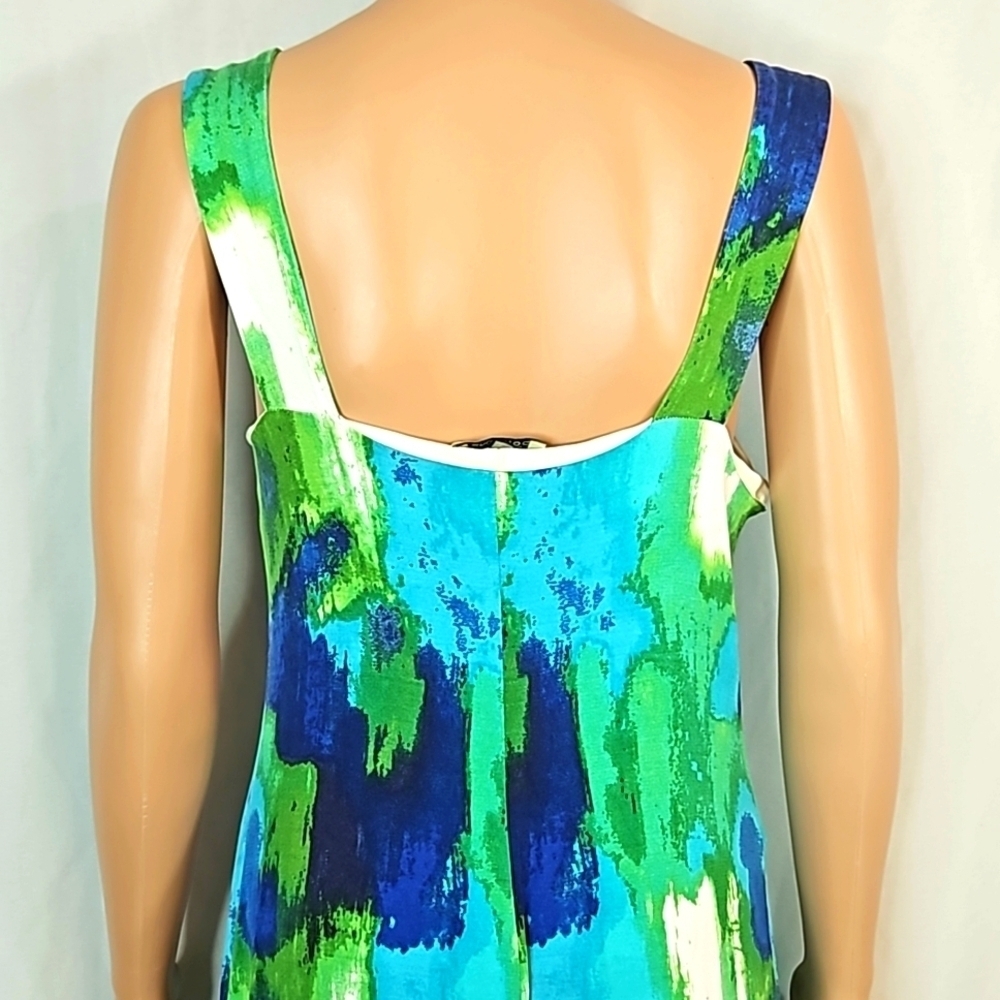 Bordeaux Bejeweled Green & Blue Women's Maxi Dress Sz Large - Picture 5 of 6